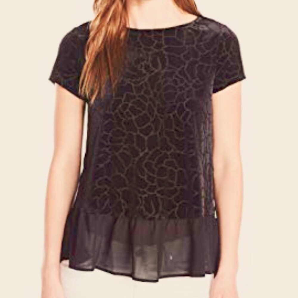 Adrianna Papell burnout velvet flounce top